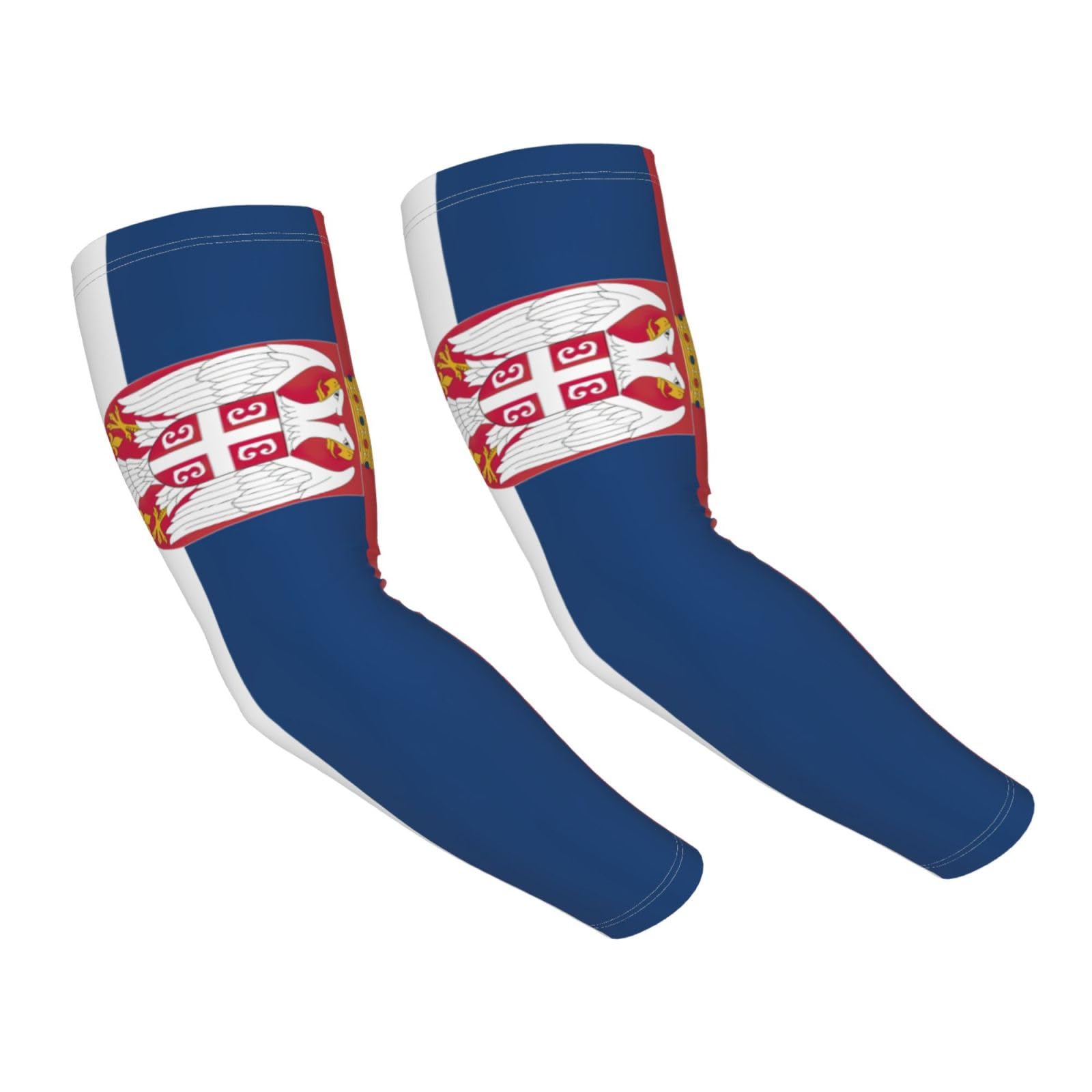 DUWAA Flag Of Serbia Print Cooling Arm Sleeves For Men Women, Arm Sleeves With Thumb Hole, For Work Sport Tattoo Cover Up