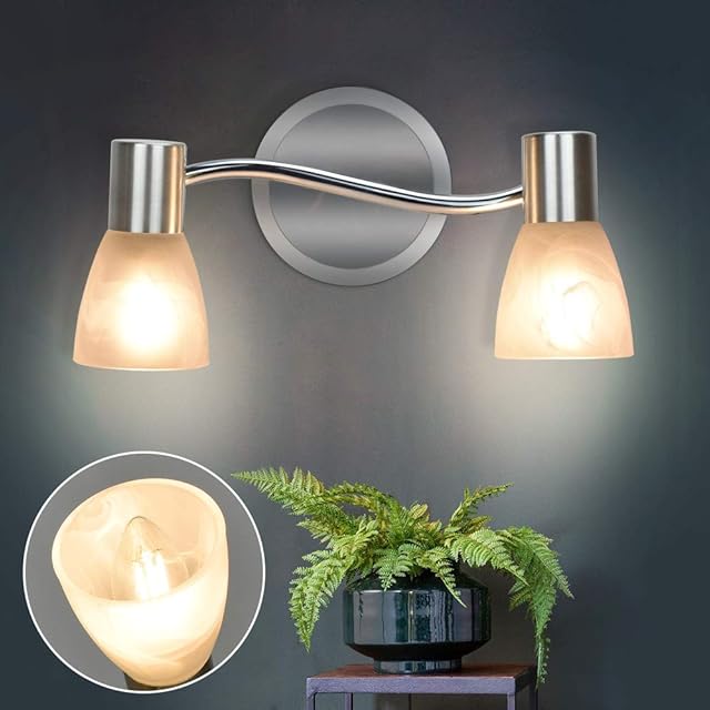 Depuley 2 Way Ceiling Spotlight Fitting, Rotatable LED Ceiling Light Spots, Real Glass Lamp Shades, Adjustable Kitchen Lights for Living Room, Dining Room, Bedroom, E14 Bulb Base(No Bulbs)