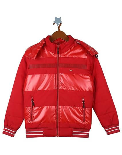 Red Polyester Solid Jacket 521053044 