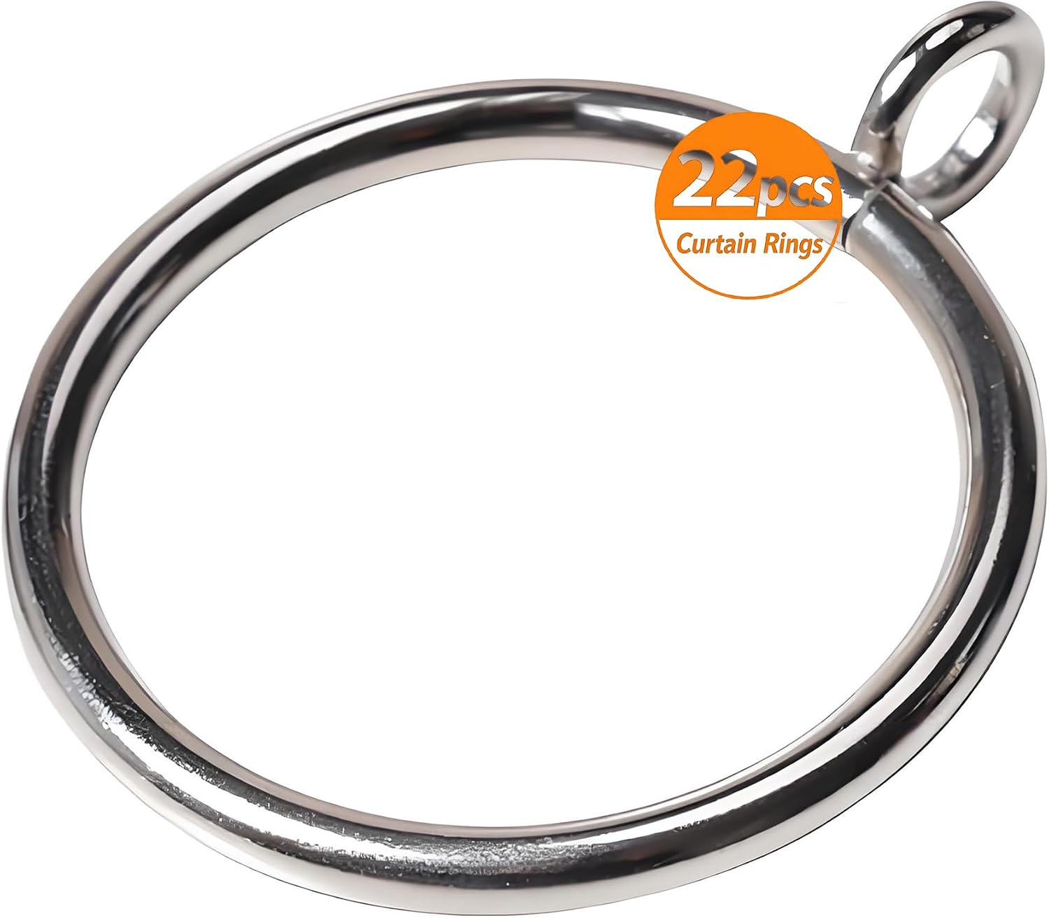 Curtain Rings with Eyelets, Metal Curtain Hooks for Drapes, Drape Ring 1.5 in Inner Diameter Fits Up to 1 1/4 inch Curtain Rod, 1.2 in Drapery Pins (22Pcs Silver Curtain Rings and 30Pcs Silver Hooks)