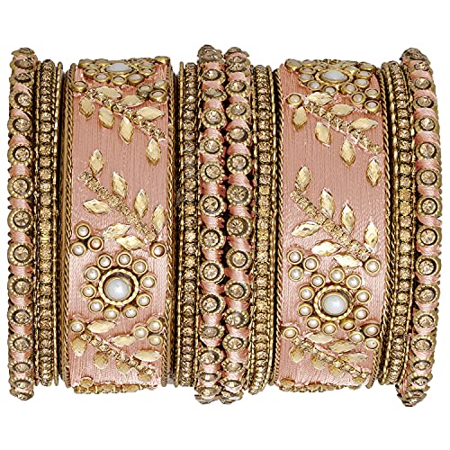 Image of Peora Silk Thread Kundan & Stone Studded Chuda Bangles Set Gift for Women