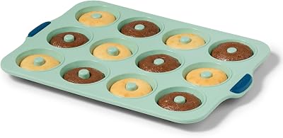 Starfrit Silicone Donut Pan with Integrated Metal Frame, LFGB Certified Silicone, Warp Resistant, Heat Resistant up to 446°F, 12-Cavity, Oven Microwave Air Fryer & Dishwasher Safe