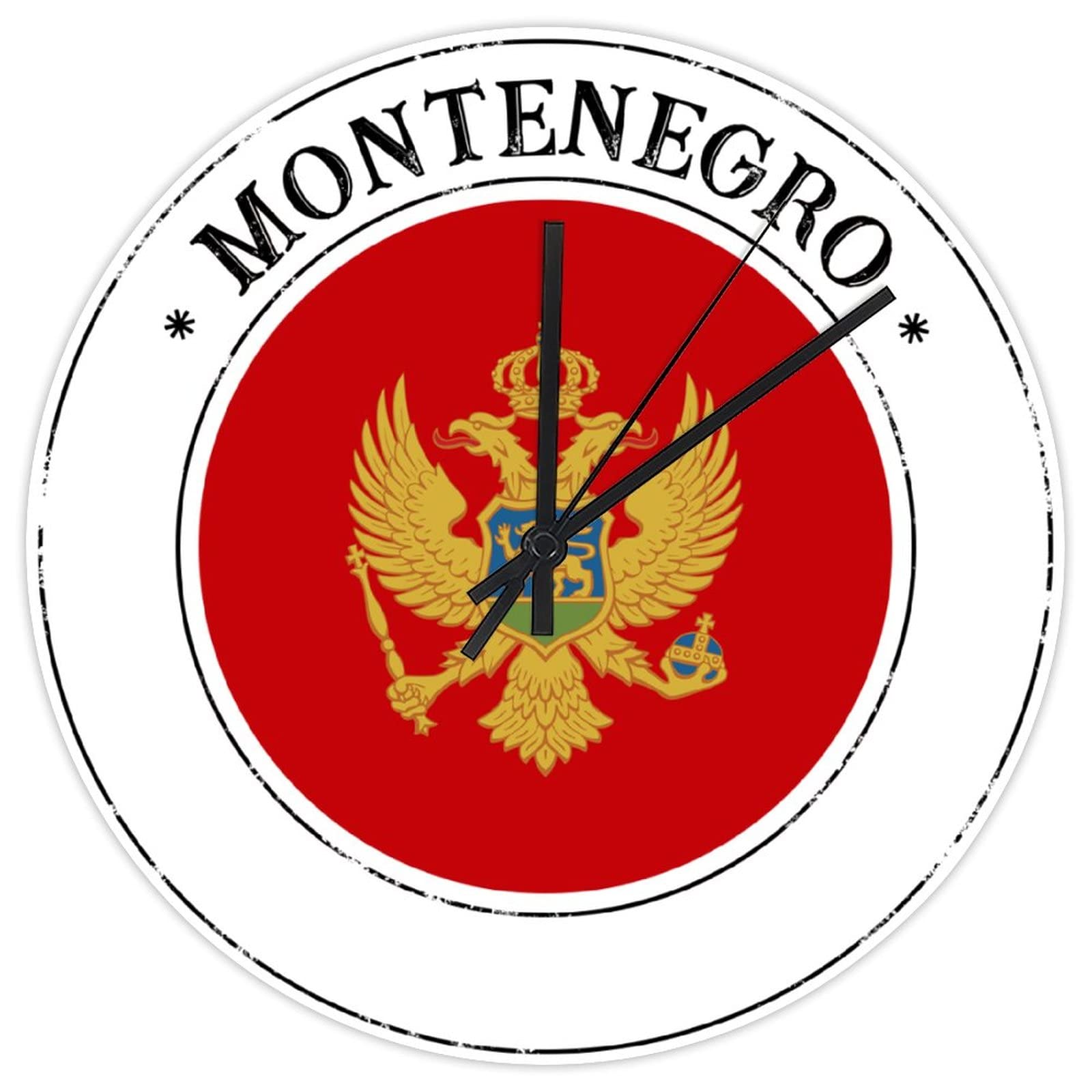 Grande horloge murale bois drapeau Monténégro salon élégant
