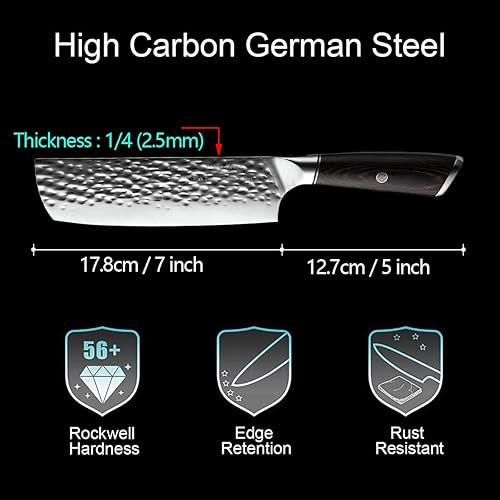 Miniatura 3 de Aroma House Damascus Nakiri Knife 7", Heavy Duty Kitchen Knife for Meat and Vegetable, High Carbon Stainless Steel & Pakkawood Handle, Magnetic Box,