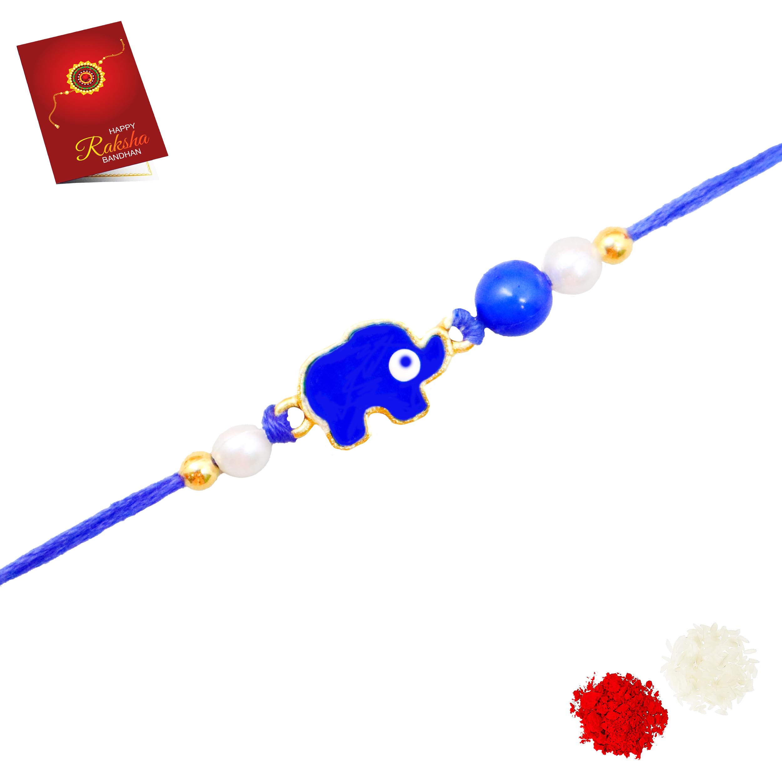 Blessing Decor Premium Evil Eye Rakhi Bracelet Protect From Negative Energy Rakhi Handmade Colorful Beads with Roli Chawal with Greeting Card for Bro/Brother/Bhaiya/Bhai (Elephant Evil Eye) For Men (B0B2KJJFQZ) Amazon Price History, Amazon Price Tracker