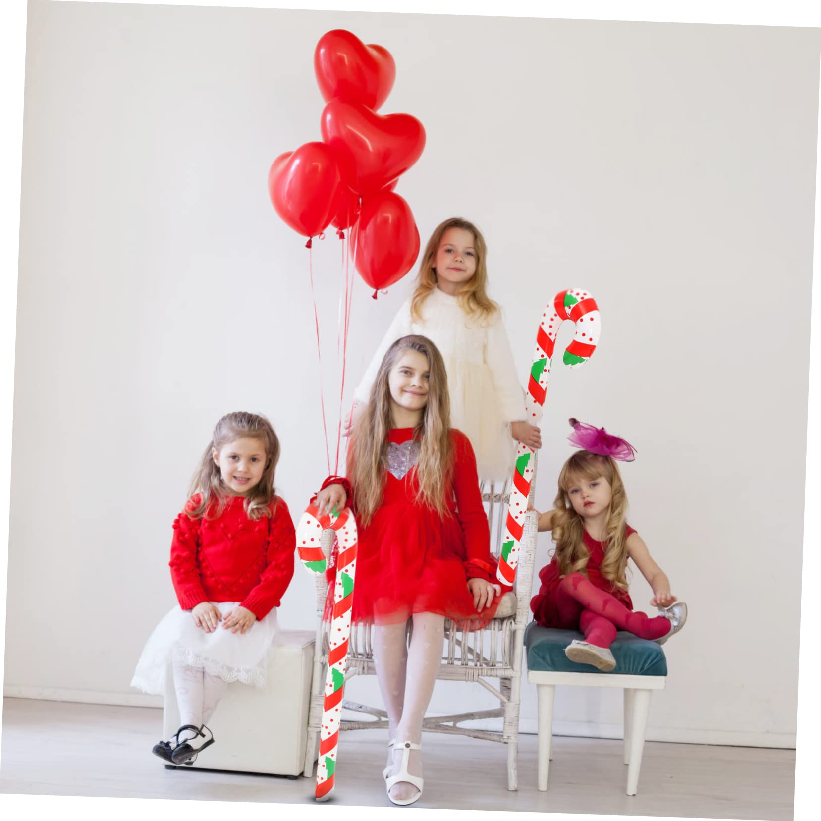 HEMOTON 4pezzi Palloncini Natalizi Forma di Caramella Gonfiabile Accessori per Feste di Natale Decorazioni per Banchetti e Riunioni di Famiglia