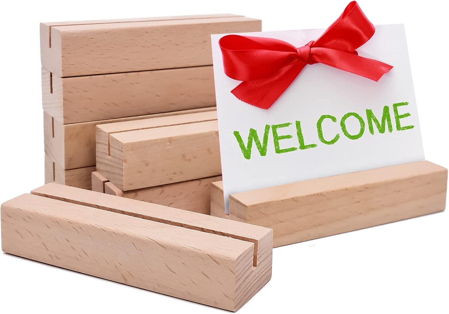 Cisolen 8 Pieces Place Card Holders Wooden Menu Holder Photo Display