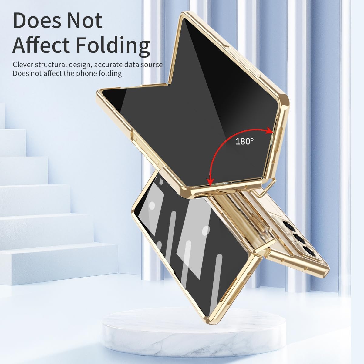 ZORSOME for Samsung Galaxy Z Fold 7 Case with S Pen, Built in Hinge Protection & Screen Protector, Luxury Plating Transparent Full-Body Phone Protective Z Fold 7 Cover [Wireless Charging] (Gold)