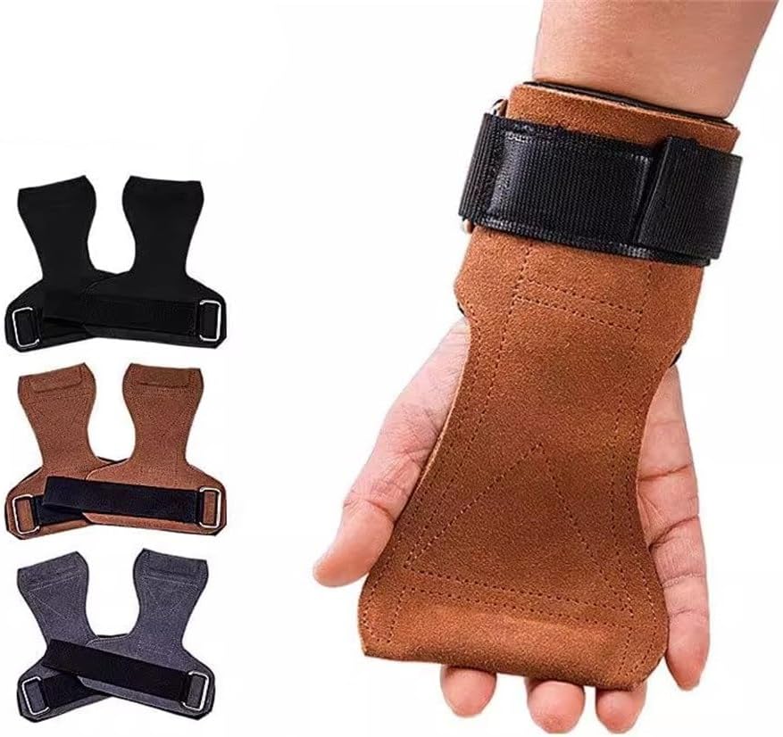 Gymnastics Hand Wear-Resistant Pull-ups Hard Training Fitness Leather Palm Protectors for Men and Women(Gray)