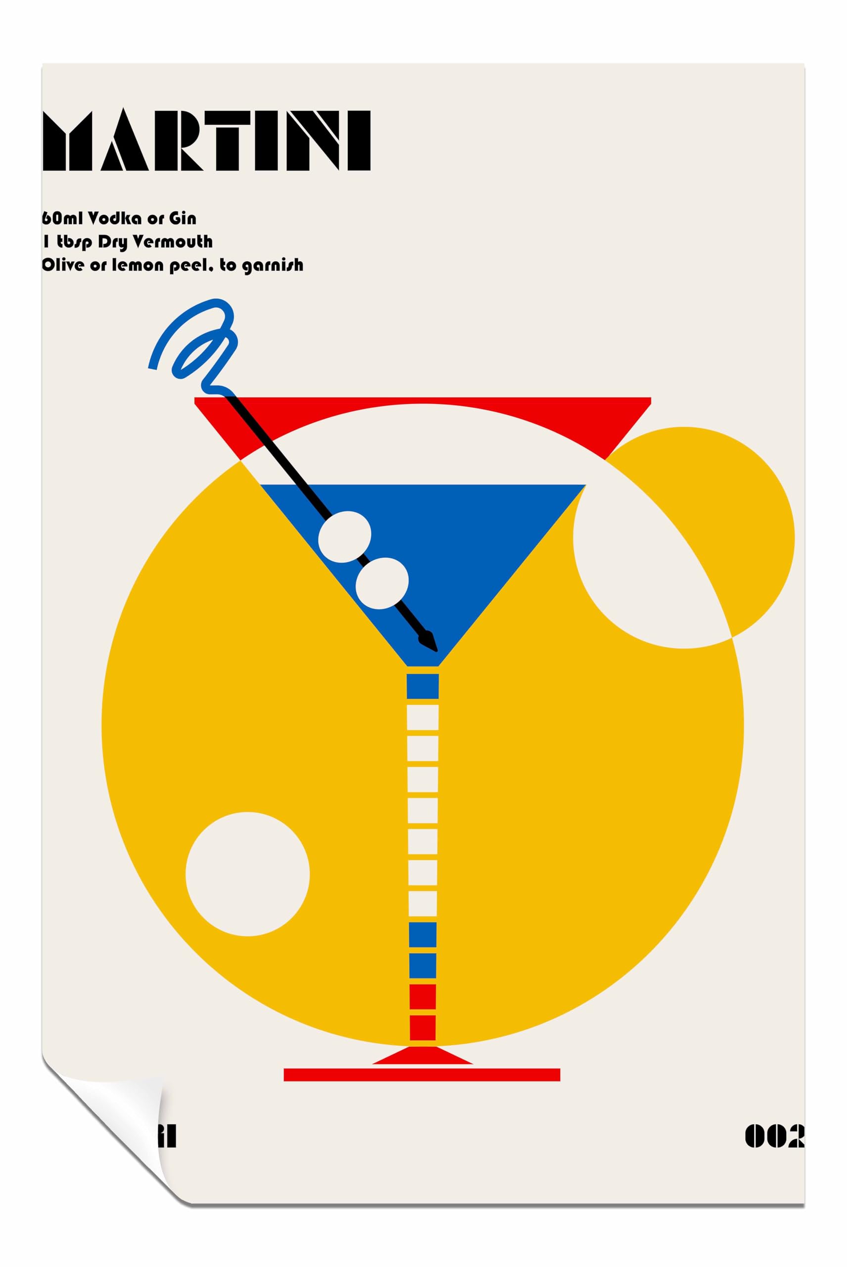 Panther Print Unframed Poster Martini Bauhaus Cocktail Pictures For Home Walls, Bedroom, Living Room & Bathroom Decor 76X51cm (30X20in)
