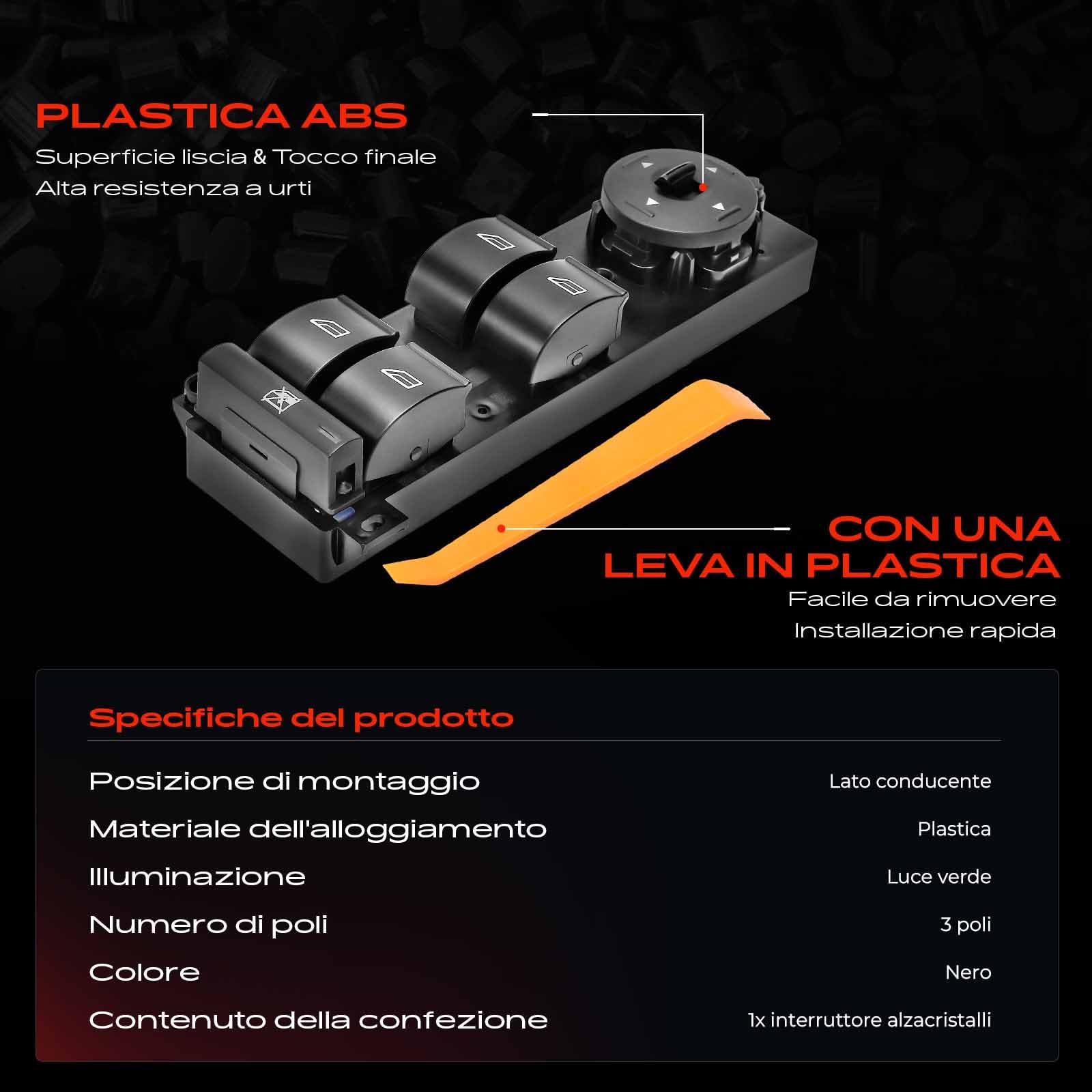 Frankberg Interruttori alzacristalli Anteriore sinistro Compatibile con C-Max DM2 Focus II Turnier DA DS FFS Focus II DA DP HCP Focus II Berlina DB DH FCH Replace# 1507919