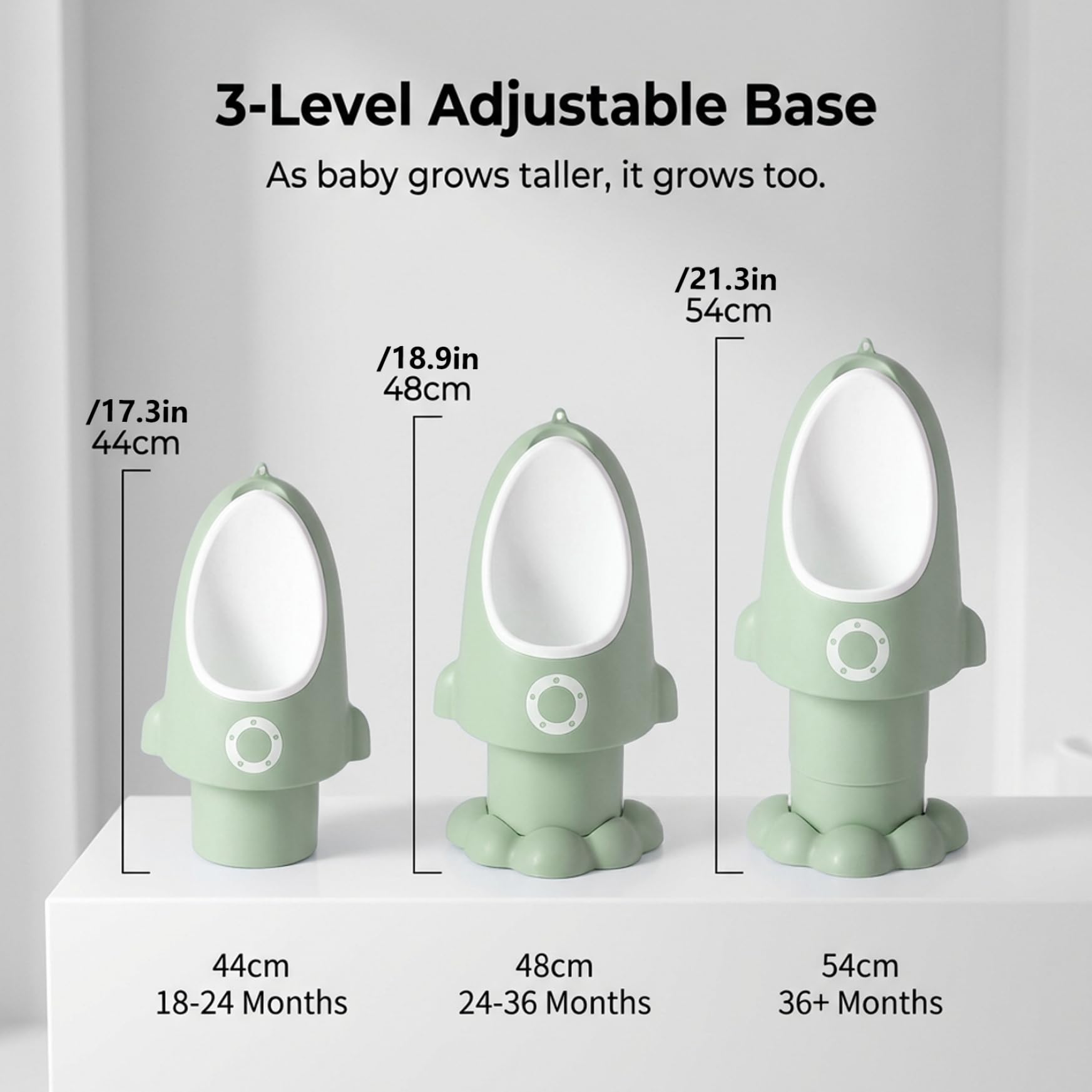 Töpfchentraining-Urinal Kleinkind-Urinal, verstellbar, sprühfest, Baby-Töpfchen mit lustiger Cartoon-Form, hängen/stehen, leicht zu reinigen, Training für Jungen von 1–6 Jahren, Grün