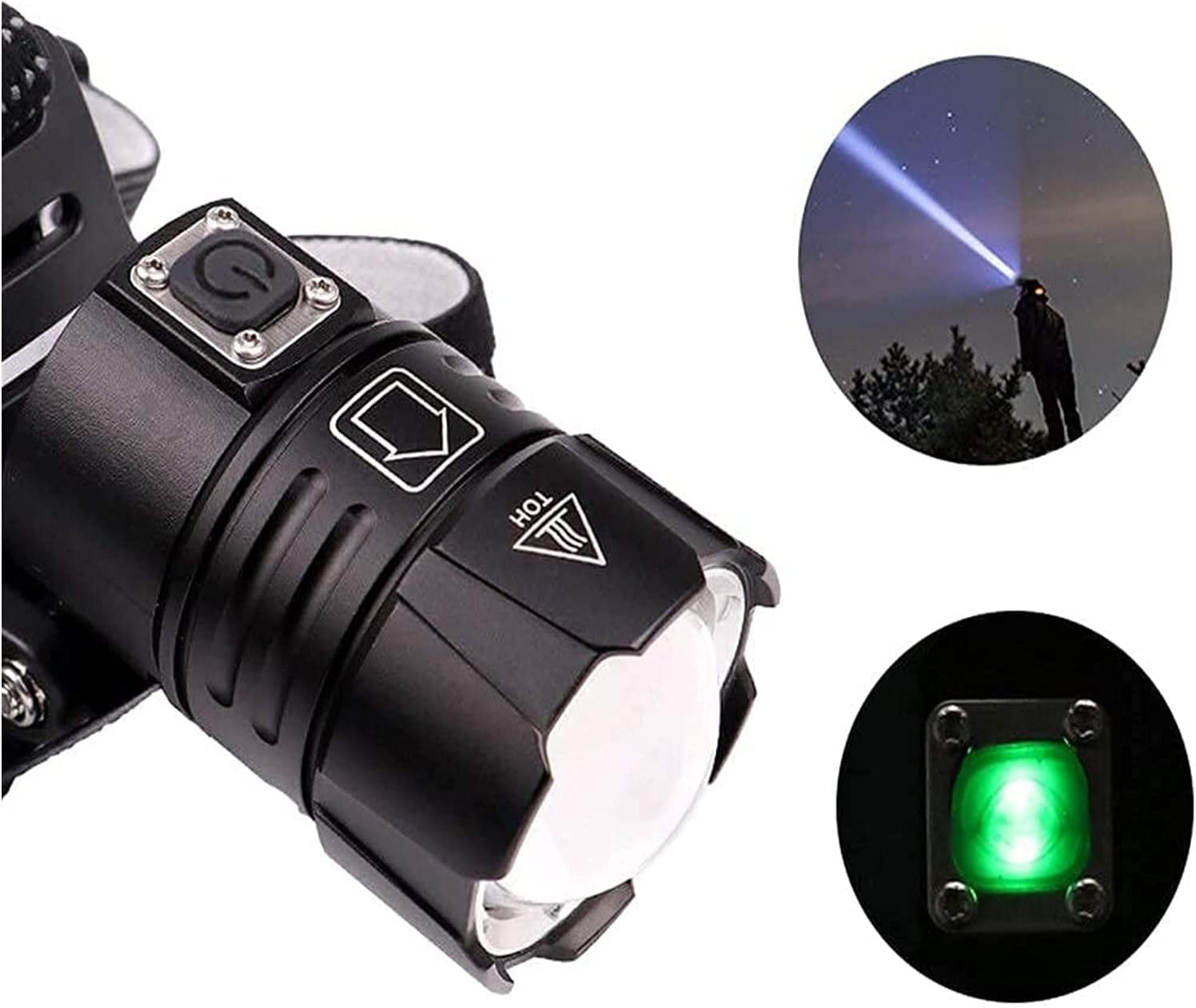 Latarka czołowa czołówka， Latarka czołowa LED Czołówka LED Latarka czołowa LED Camping Jasna Zewnętrzna Regulowany kąt Ładowanie przez USB Zoomable Czołówka