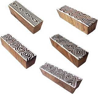 Oriental Designs Border and Geometric Wooden Block Stamps (Set of 5) Htag1157
