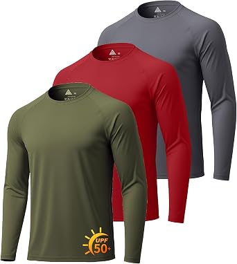 Mens Long Sleeve Tee Shirts Sun Protection Fast Dry