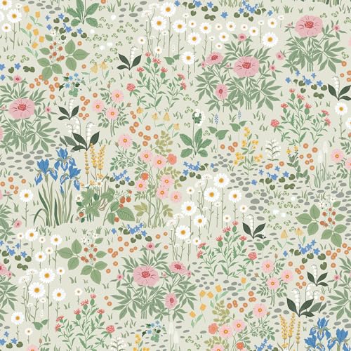 Timeet 44x300cm Peel and Stick Wallpaper Floral Leaf Beige Self Adhesive Wallpaper Sticky Back Vinyl Wrap Waerproof Contact Paper for Living Room Bedroom Wall Cabinet Shelf