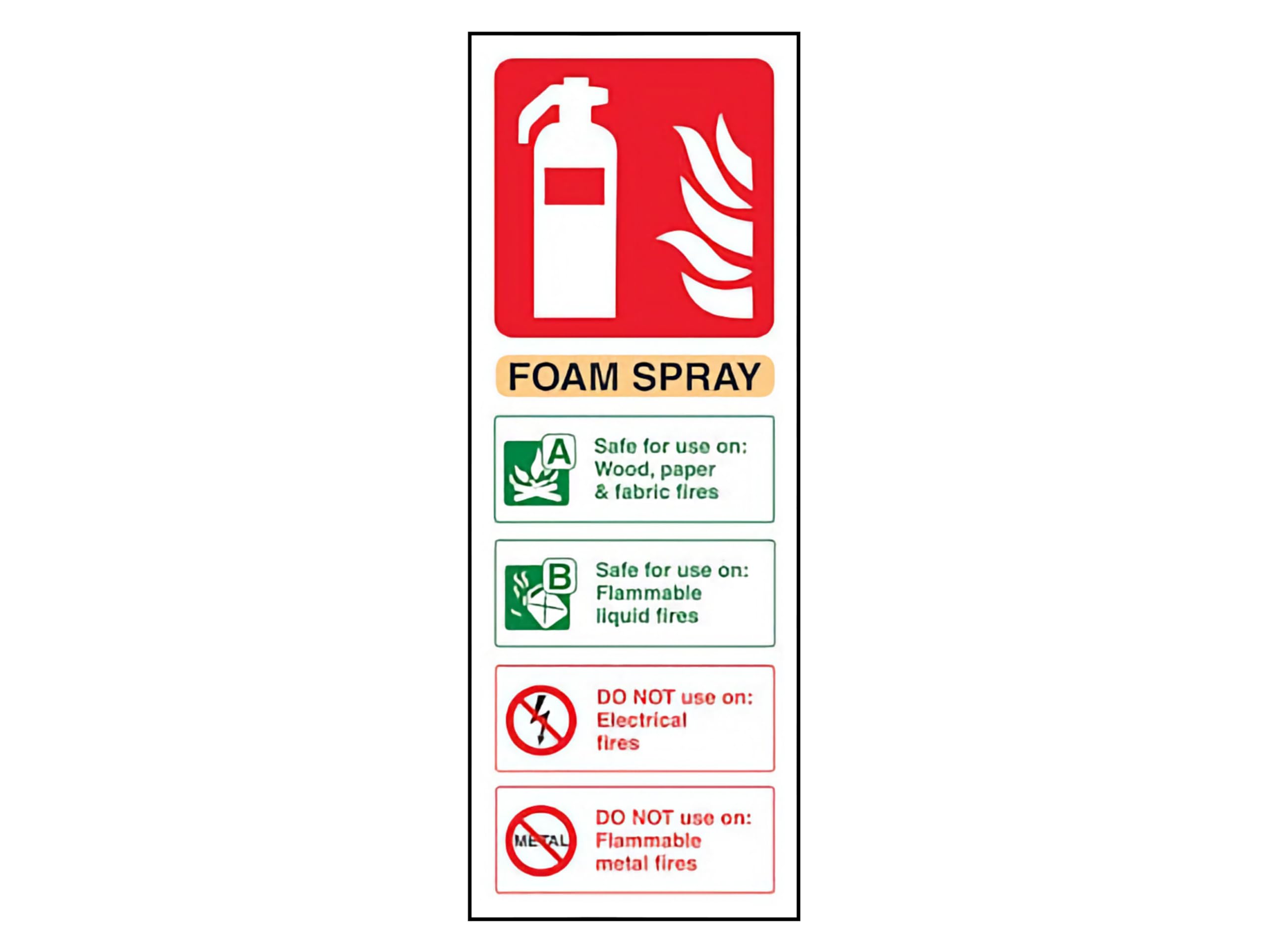 The Workplace Depot Foam Fire Extinguisher Sign – 280 x 100 mm Portrait, 1mm Rigid PVC or Self-Adhesive Vinyl, Fire Safety Sign for Offices, Warehouses & Public Areas (PVC (Rigid))