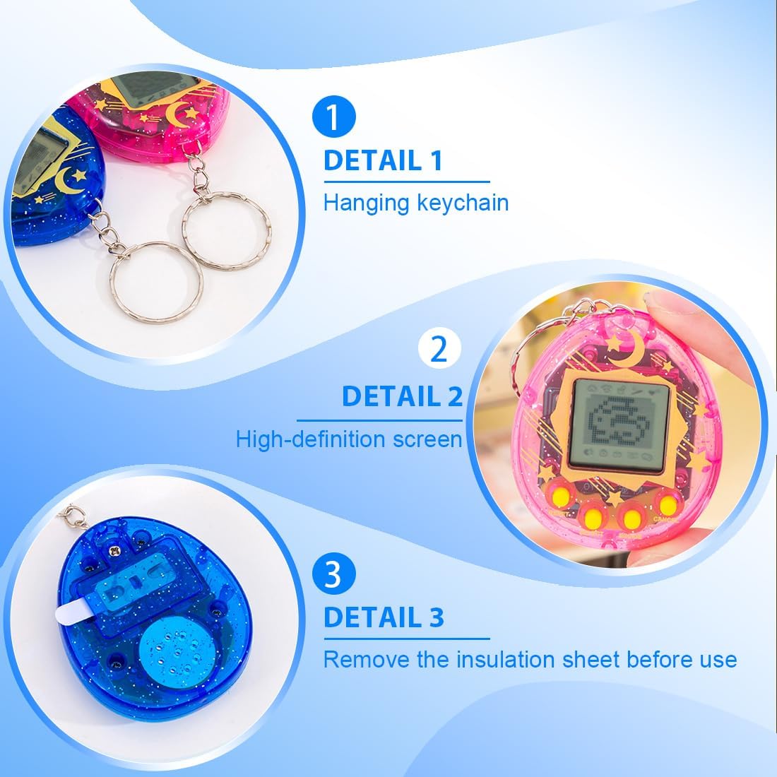 Electronic Pet Game Machine, Pack of 2 Portable Handheld Virtual Pets Toy with Keychain, Electronic Pets, Handheld Game Console for Adults and Children