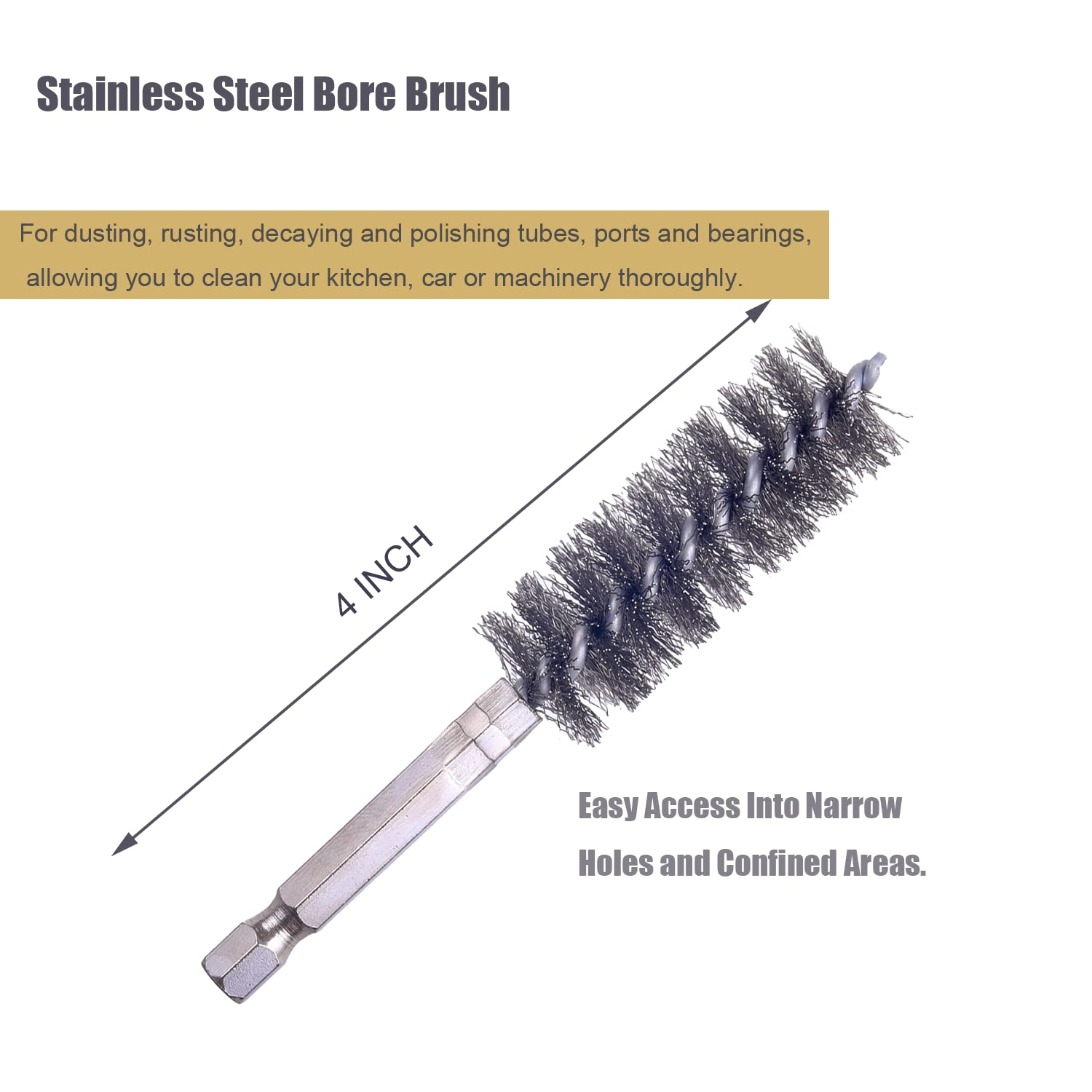 Bore Brushes Set - 10 Stainless Steel Wire Brushes -3 Bore Brushes Set - 10 Stainless Steel Wire Brushes -3
