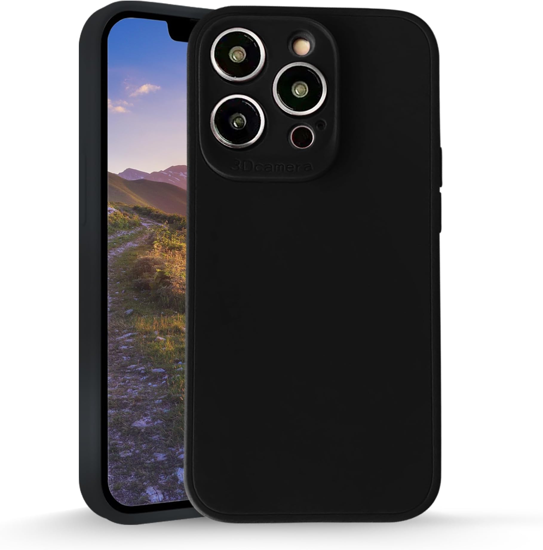 Trimming Shop Liquid Silicone Case Designed for iPhone 15 Pro Max Case Gel Rubber Full Body Protection Anti-Shock Cover, Soft Shock Proof Protective Cover Case with Microfiber Lining, Black