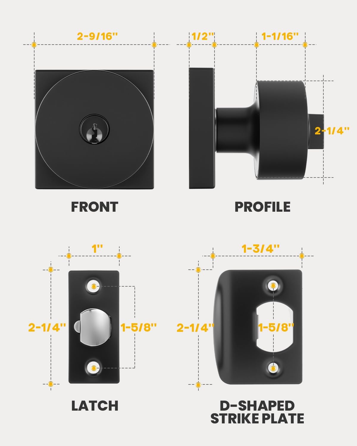 Goldenwarm Keyed Entry Door Knobs, Doorknob with Lock and Key for Front Door, Matte Black Exterior Door Knobs for Office & Storage, Reversible & Secure, Interior or Exterior Use - 2 Pack