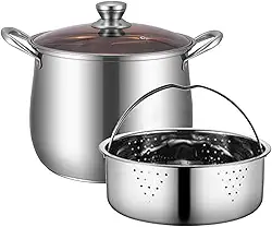 Panela a vapor para cozinhar - 24/26/28 cm panela de aço inoxidável grande panela de sopa multiuso panelas enlatadas panela de macarrão panela ensopado para legumes, bolinhos de massa, caldo, molho,