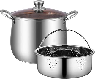 Steamer Pot for Cooking - 24/26/28cm Stainless Steel Stock Pot Large Soup Pot Multipurpose Cookware Canning Pasta Pot Stew Pot for Vegetable, Dumpling, Stock, Sauce, Food Kitchen Cookware