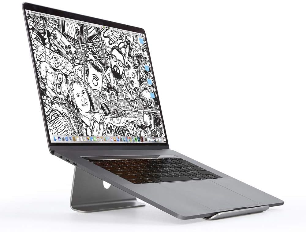 ECHOGEAR Unibody Aluminum Laptop Stand with Built-in Cable Management - Ergonomic Design for More Comfortable Work & Padded Edges That Grip Your Desk - Works with MacBooks & Other Laptops