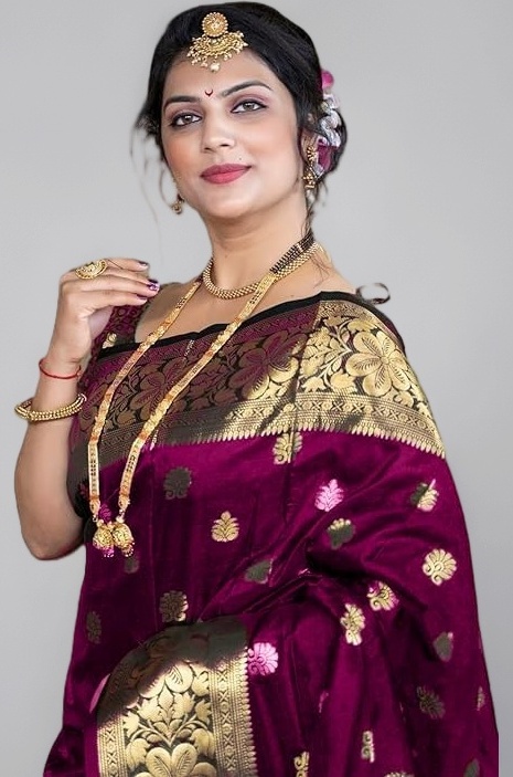 C J Enterprise Women's Pure Soft Kanjivaram Silk Saree For Wedding Banarasi Style Sari With Blouse Piece (Vruksh-50)