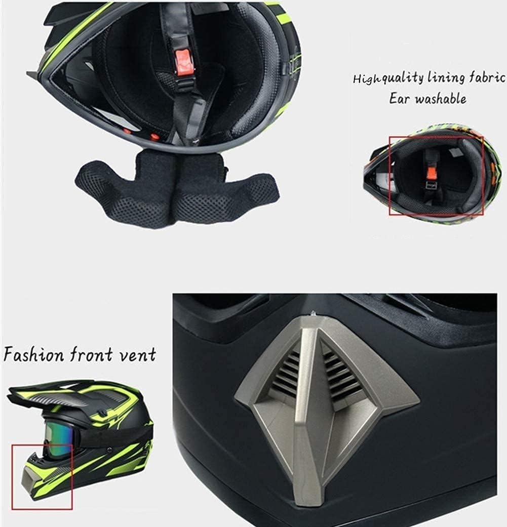 Hełm Motocross z pełną twarzą z rękawiczkami z maską w gogle, dorosłym motocyklowym kaskiem motocyklowym Helmem Crash Crash, Downhill Enduro Mtb Quad Dirt Bike(White,L(56~57cm))