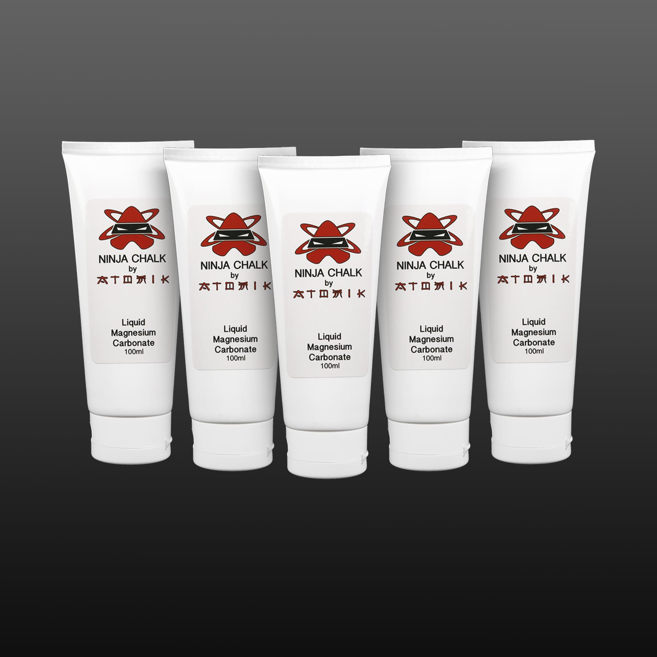 Atomik Climbing Holds Liquid Chalk Set of Five 100ml Bottles Mess Free Improved Grip Chalk for Climbing, Lifting, Gymanstics, Crossfit, Pole Dancing