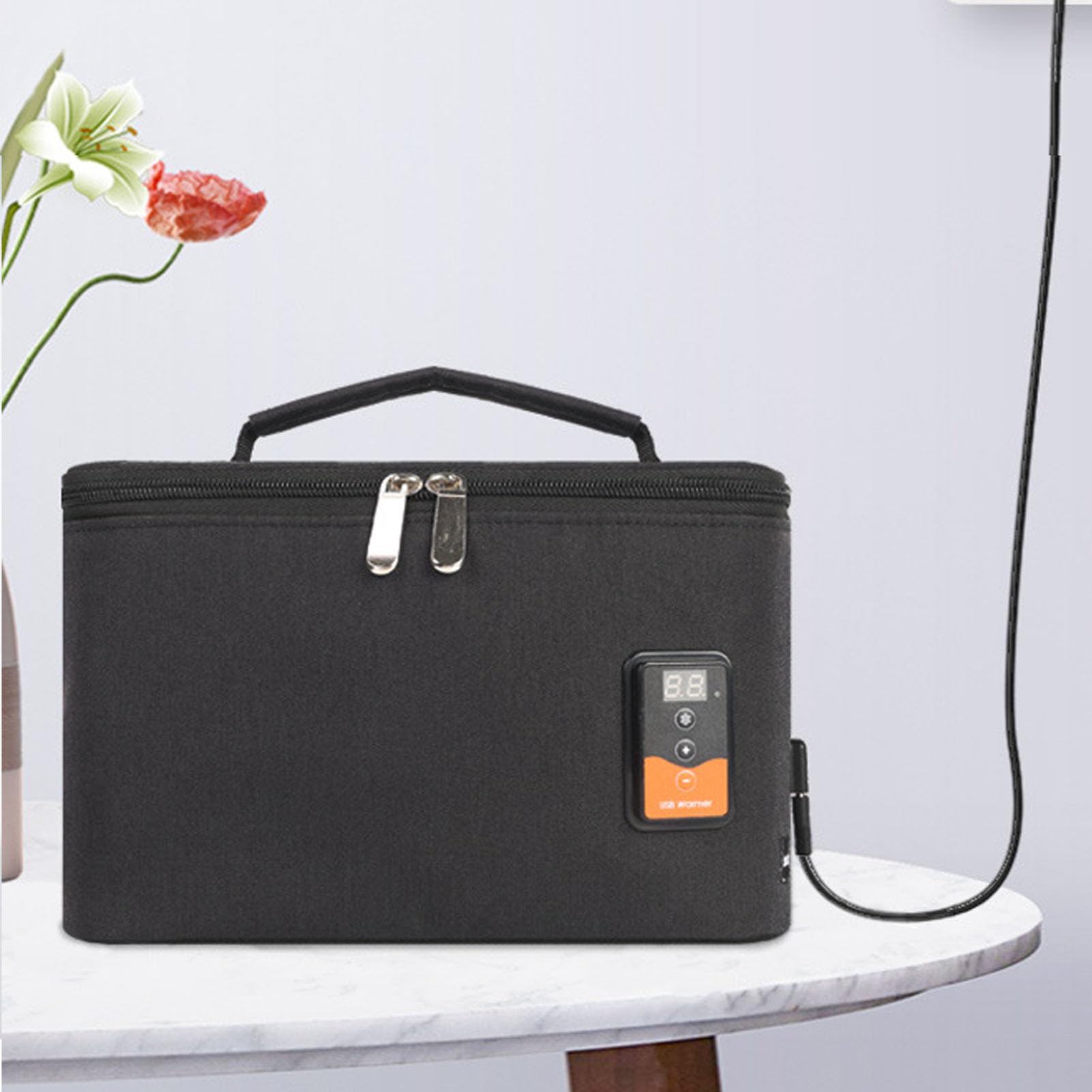 KKPLZZ Borsa Scaldabiberon per Auto USB, Scaldabiberon Portatile Isolato con Temperatura Regolabile per Viaggi e Alimentazione All'aperto