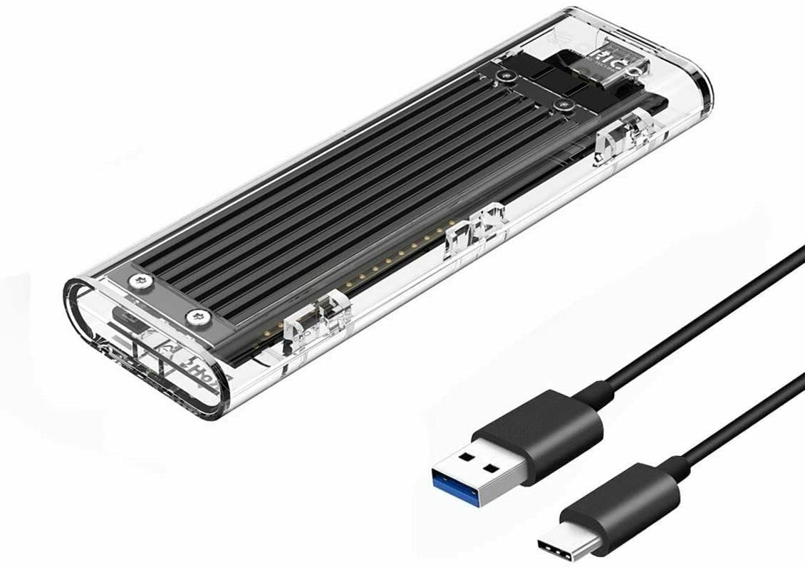 ORICO USB 3.1 Gen I (5Gbps) M.2 SATA SSD Enclosure Adapter for NGFF M2 SATA Based B-Key or B+M Key Solid State Drive - USB-C to A Cable Incl. (Black Aluminium Heatsink)