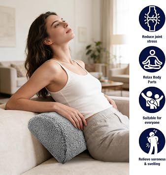 Recliner Leg Rest Cushion, Large Leg Elevation Pillow, Half Moon Bolster Pillow with Adjustable Strap, Multifunctional Recliner Cushions for Sofa, Bed or Chair, Support for Neck Waist Leg Feet
