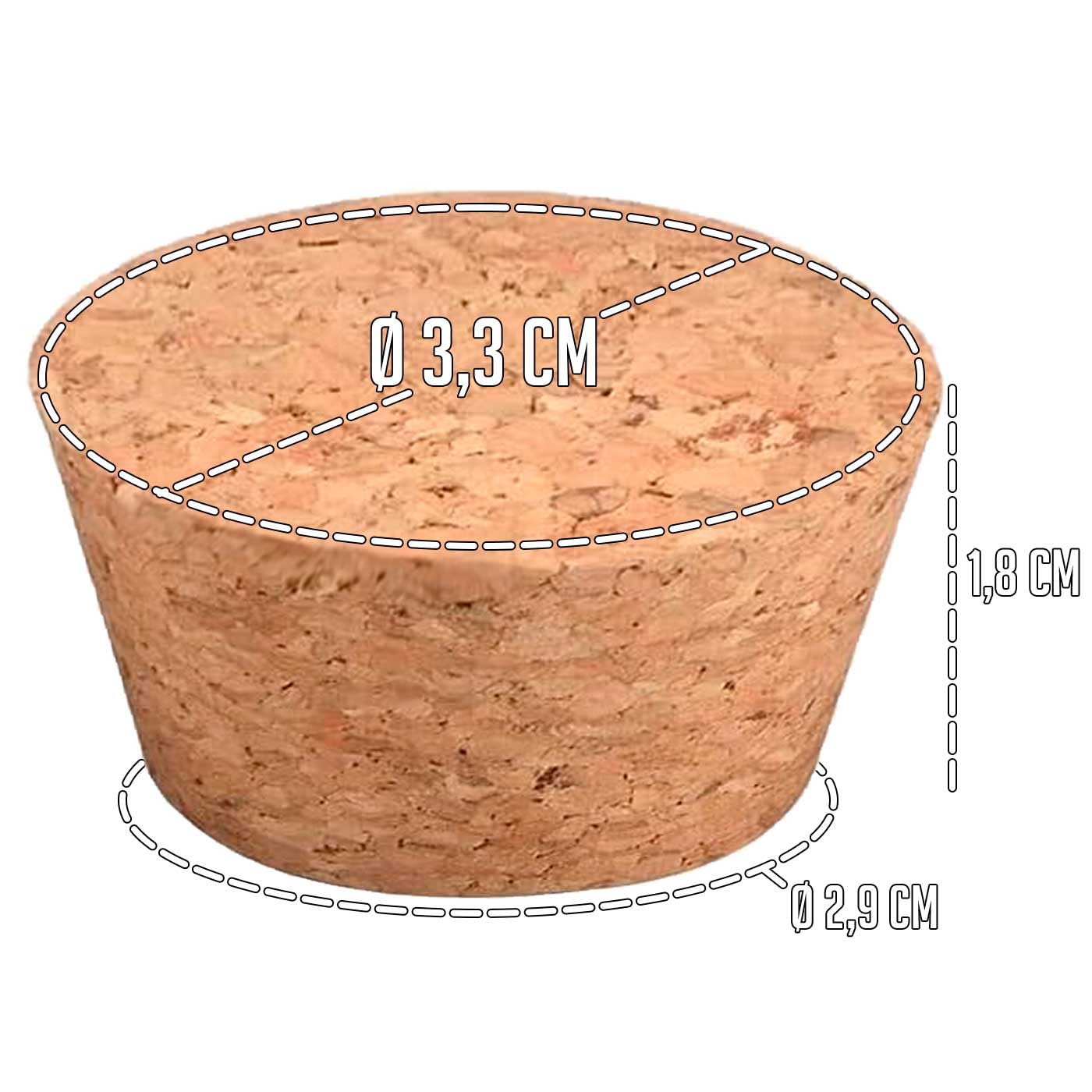Acan Tradineur - Pack de 25 tapones de corcho para botellas - Forma de Cono - Ideal paragarrafas, botes, frascos, bar, restaurante, vino, aceite - 5 Packs de 5 corchos - 3,3 x 2,9 x 1,8 cm — view 2