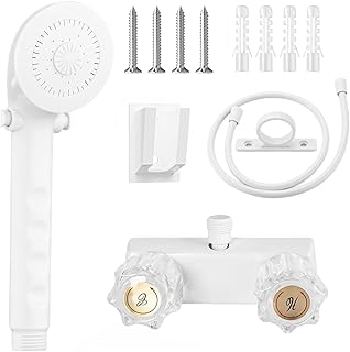 RV Shower Faucet with Shower head and Hose - Non-Metallic RV Shower Kit, On/Off Valve & Diverter, Handheld Shower Replacement for RV,5thWheels,Motorhomes,Travel Trailers,Campers（White）