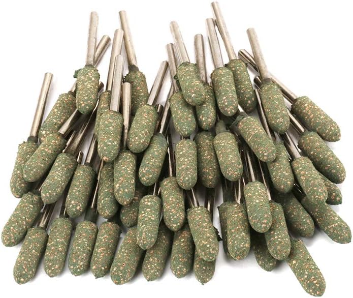 100Pcs 1/8" Shank Grinding Heads Abrasive Bullet-shaped Rubber Grinding Heads Rotary Tools Deburring Polishing - Head: 12mm