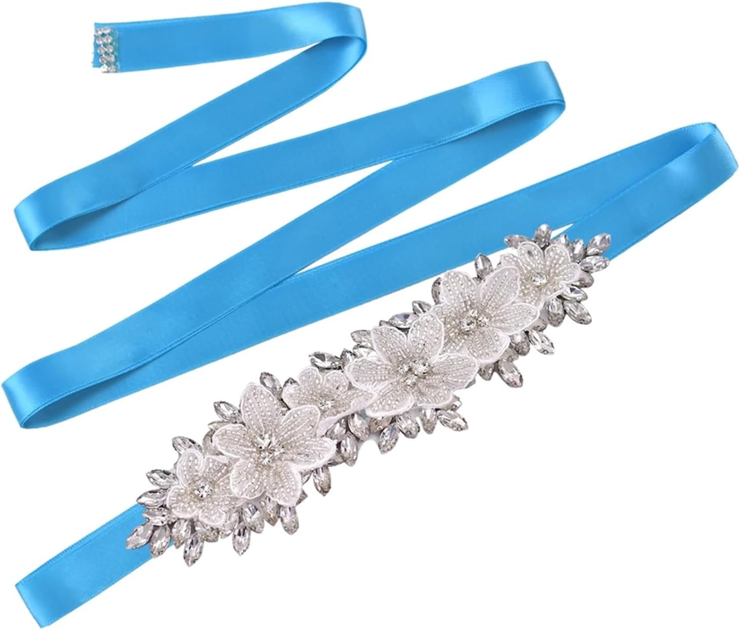 Women’S Crystal Flower Bridal Belt With Rhinestone Applique Decoration For Wedding Gowns And Bridesmaid Accessories