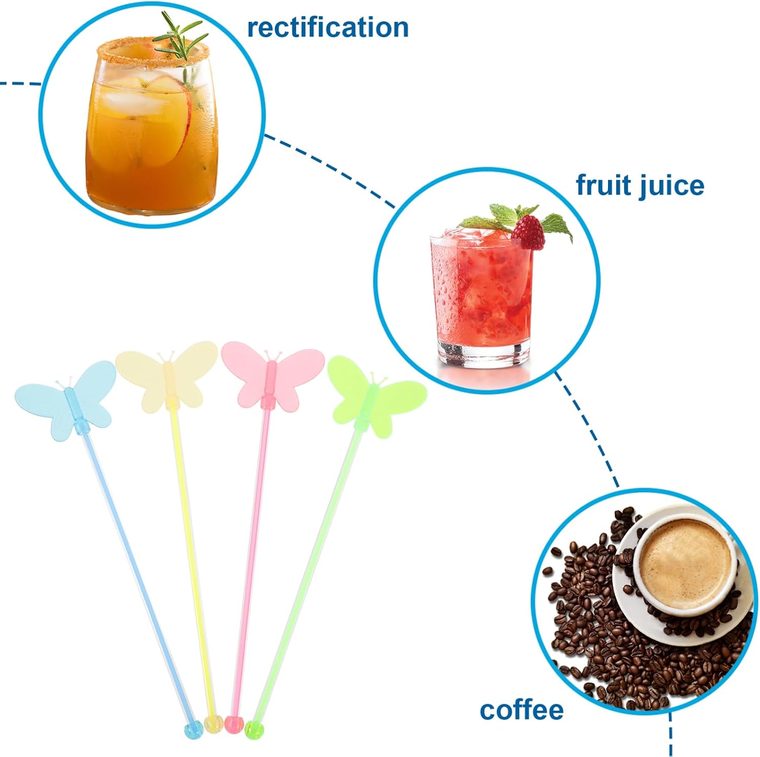 25pcs Acrylic Butterfly Cocktail Swizzle Sticks for Bar Drink Mixing