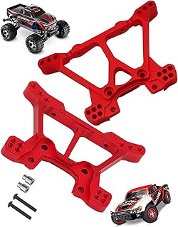 hopsupRC Alloy Shock Tower Upgrades for 1/10 Slash 4x4 VXL/Stampede 4x4 VXL,Front Rear Shock Mounts Hops Up,Replaces 6838 6839,Red