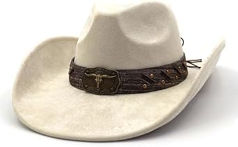 Suede Cowboy Hat for Women Men Western Wide Brim Cattlemen Cowboys Hats Rolled Up Classic Felt Fedora Hat Unisex