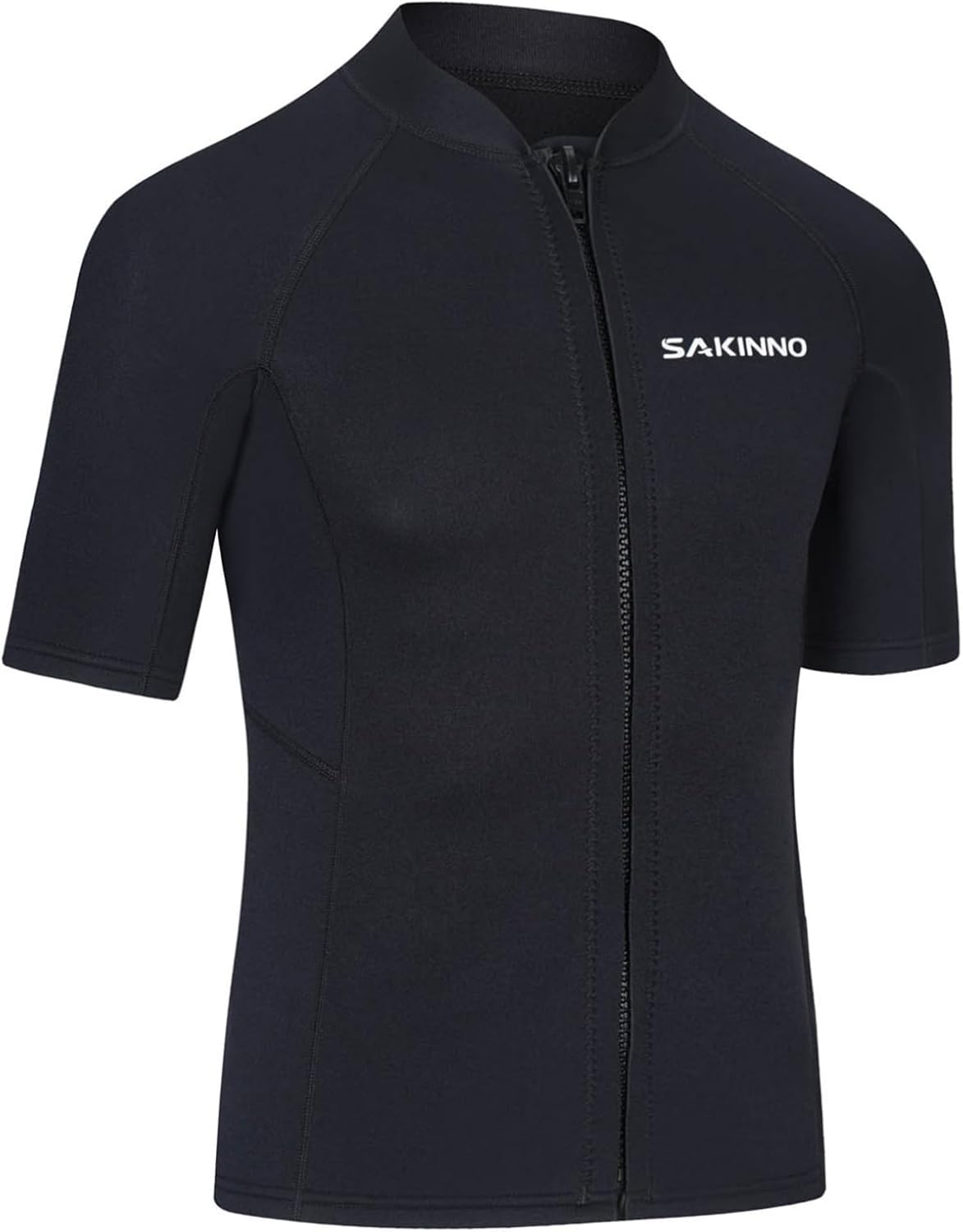 Choomomo Mens 2 mm Neoprene Wetsuit Jacket Front Zipper Swimsuit Top Short Sleeve Wetsuit for Diving Swimming Black