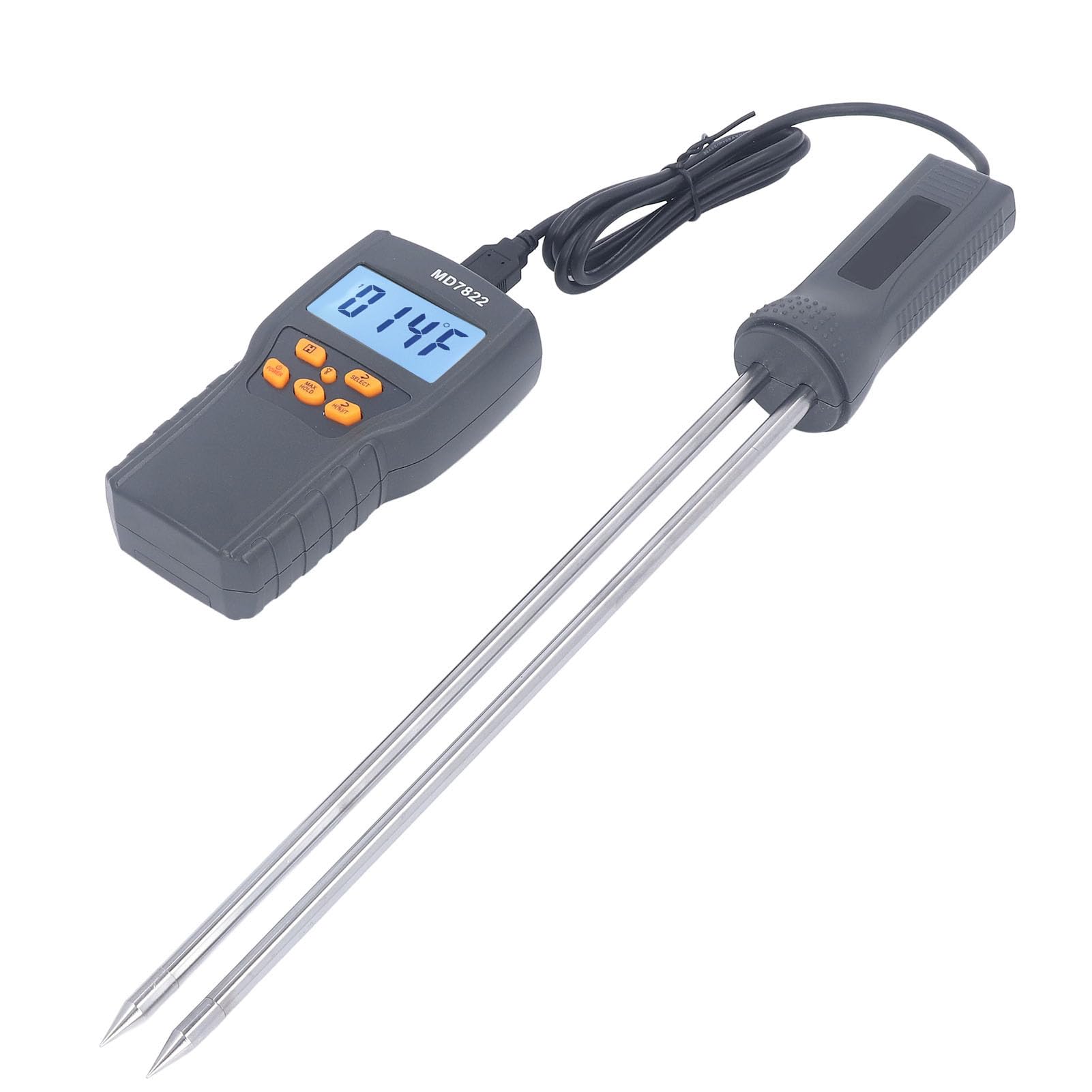 Tbest Misuratore di Umidità del Grano, Doppia Sonda con Display LCD