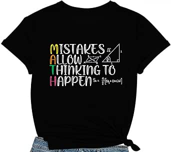 COMIZI Womens Math Teacher Shirt Teaching Letter Print Tshirt Math ...