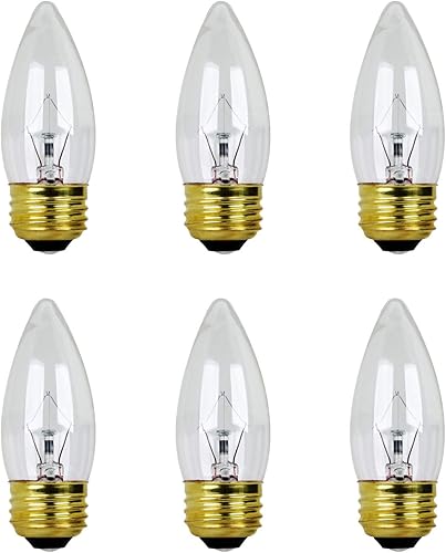 Xtricity Bombilla incandescente B11 de 40 W, punta de torpedo, base mediana E26, 360 lúmenes, regulable, 120 V, (paquete de 6)