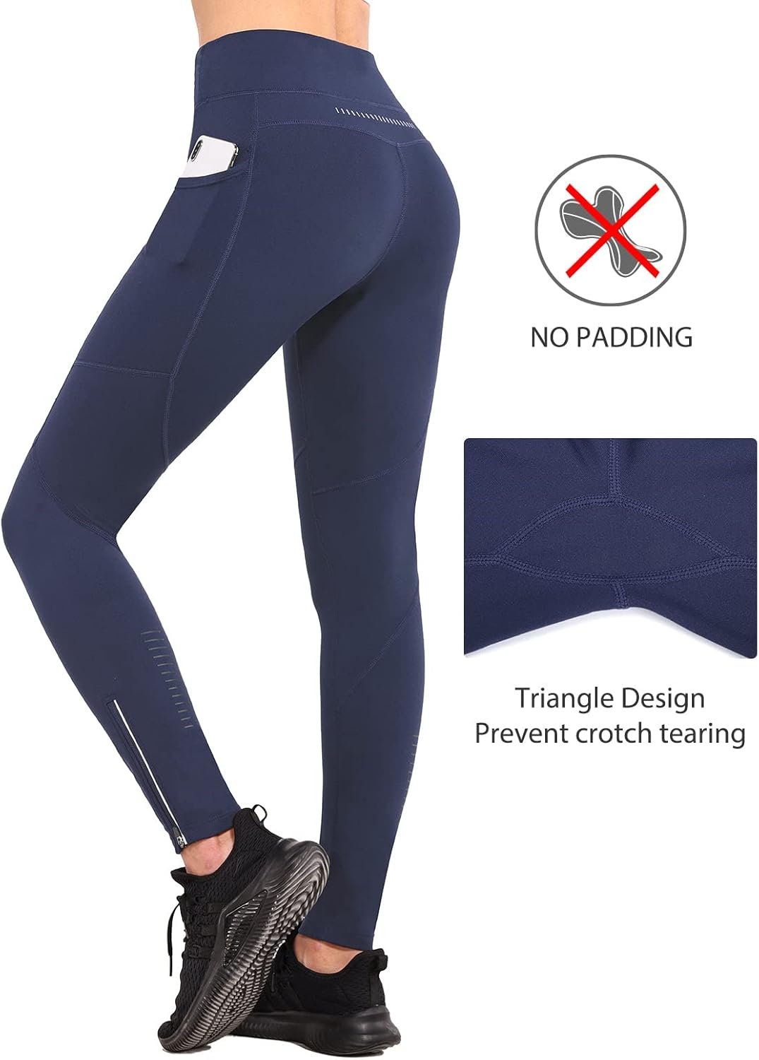 baleaf Women's Fleece Lined Leggings Water Resistant Winter Clothes Running Tights Cold Weather Hiking Pants Zip Pockets - Image 4