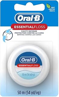 Oral-B Essential Mint Waxed Dental Floss, 54 Yards per Spool, 6-Pack for Effective Daily Plaque Removal