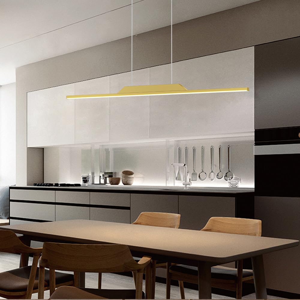 Lampada a Sospensione lineare dimmerabile, Moderna Lampada da soffitto a Sospensione, Lampada da Isola per Cucina, Lampada a Strisce Lunghe per Tavolo da Pranzo, Soggiorno, Ufficio, luci con