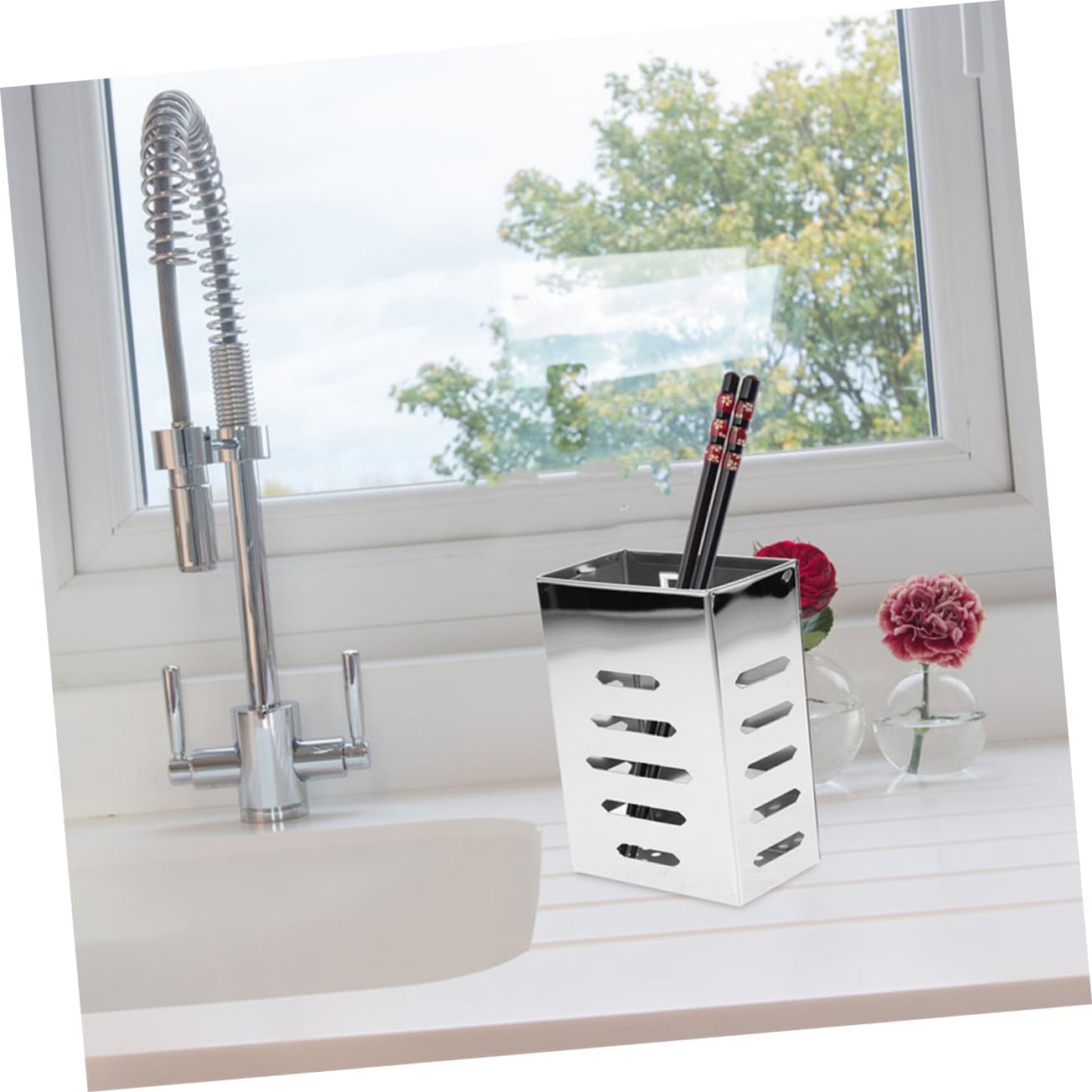 2pcs Wall-mounted Utensil Holder Chopstick Dispenser Kitchen Gadgets Easy Mounting Drainage Restaurant-grade