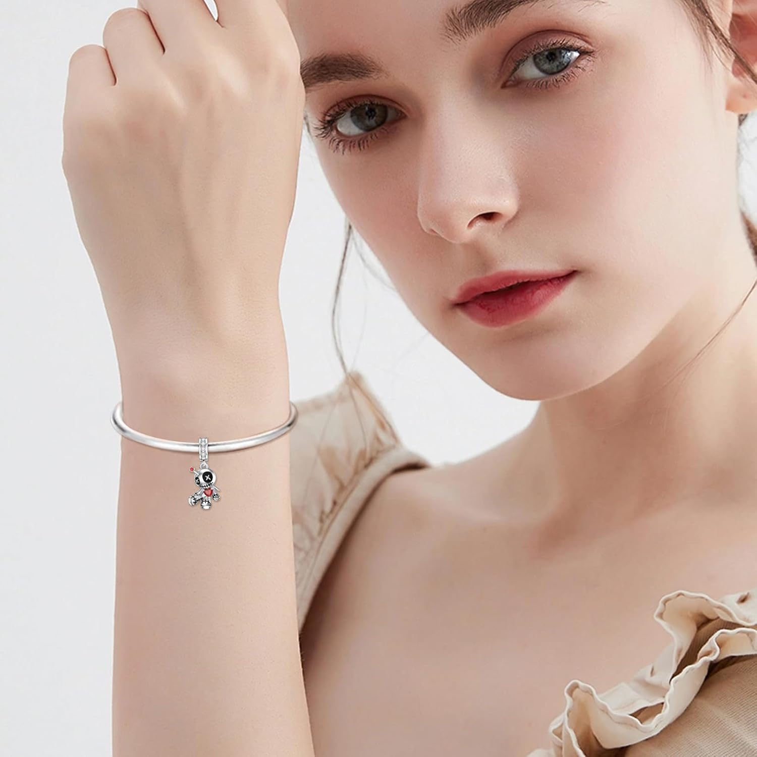 Voodoo Doll Pendant Charm 925 Sterling Silver Gothic Dangle Bead Charm Bracelet Necklace Jewelry Halloween Christmas Birthday Gifts for Women Sister Friend Mom Wife - Image 7